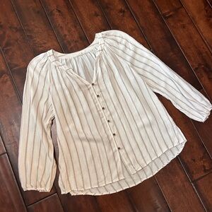 BE COOL Striped Cream Button-Front Women's Blouse
